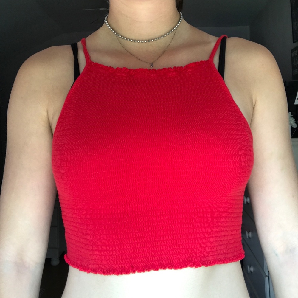Cherry Red Halter Crop Top